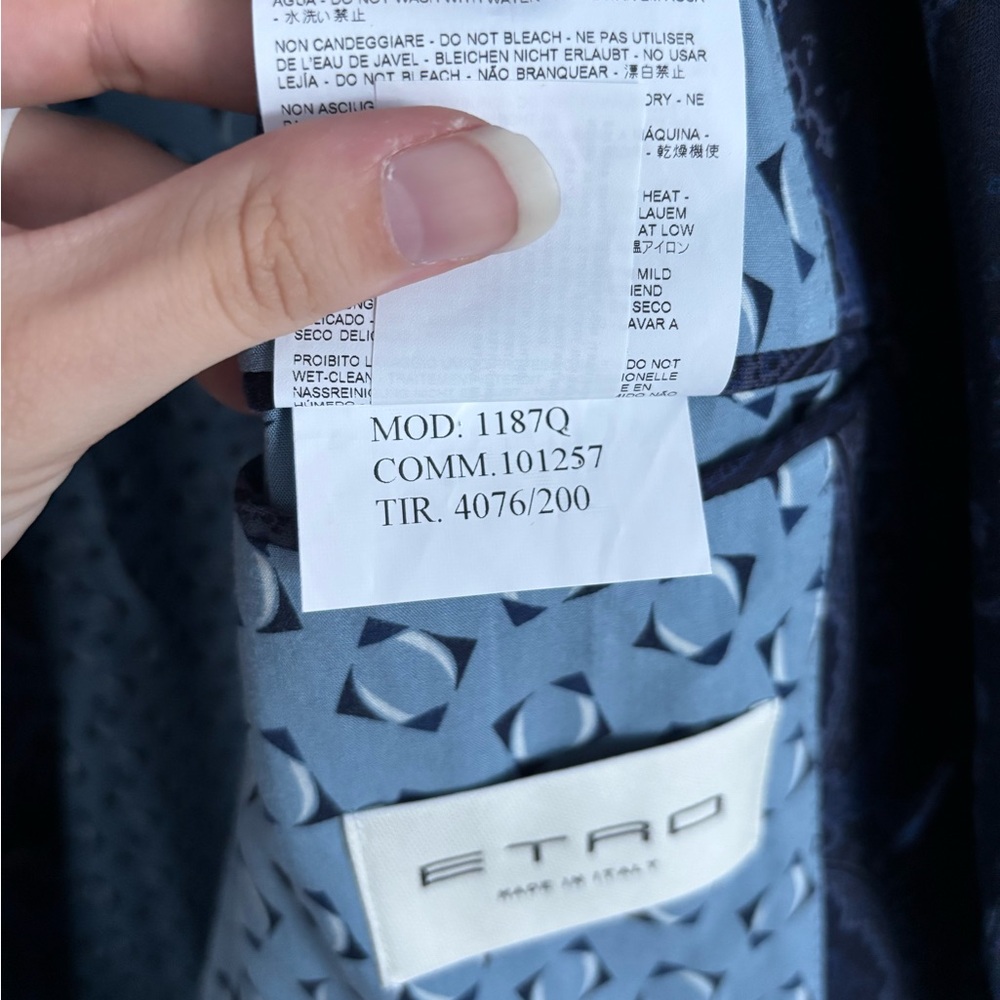 Men's Etro Printed Sport Coat Blazer in Blue 52 - Picture 14 of 14